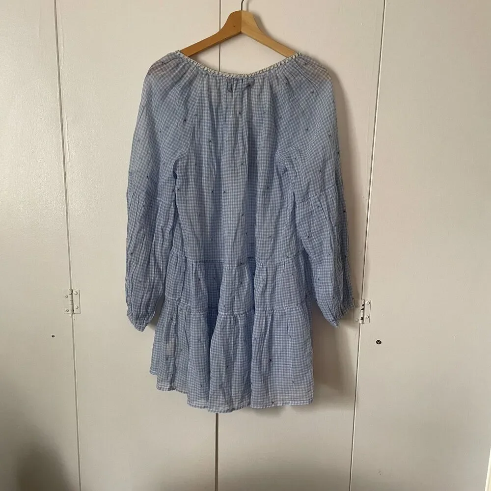 NWT Benaras By Citrus Bee Santorini Checked Plaid Coverup Dress, Sz Medium